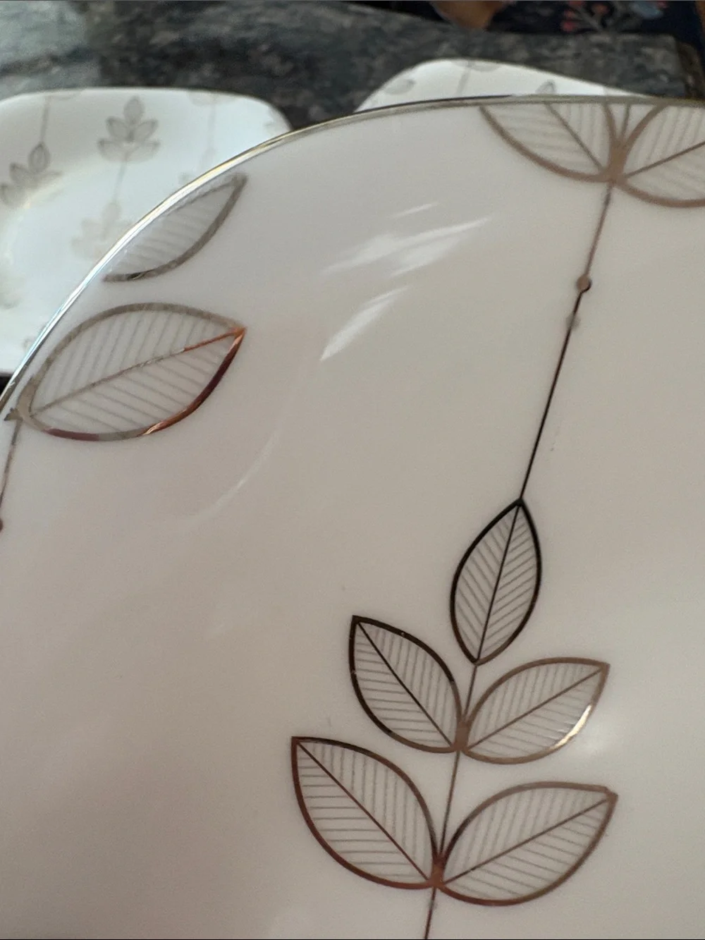 Lenox platinum Leaf fine bone china Square Salad Plates set of six